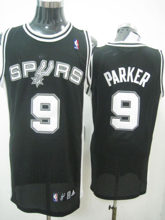 San Antonio Spurs Parker Black White Grey Jersey
